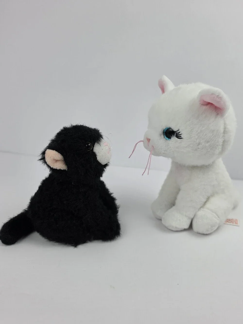 Cute Plush Cat Kitten Toy Set Black & White Stuffed Animals Soft Kawaii